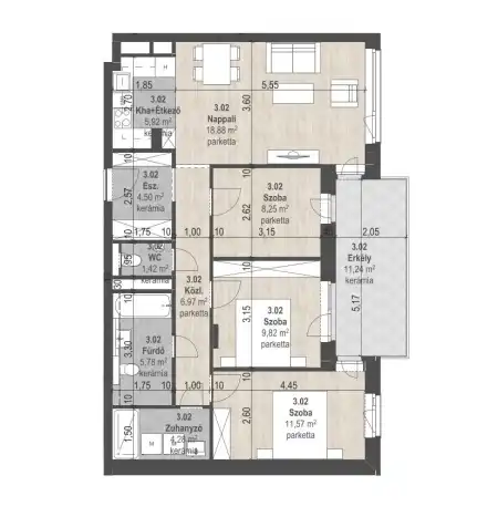 Eladó új építésű téglalakás, Budapest, XIII. kerület 4 szoba 77 m² 145.09 M Ft