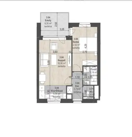 Eladó új építésű téglalakás, Budapest, XIII. kerület 2 szoba 43 m² 88.08 M Ft