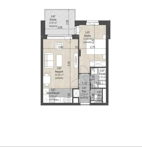 Eladó új építésű téglalakás, Budapest, XIII. kerület 2 szoba 43 m² 87.89 M Ft