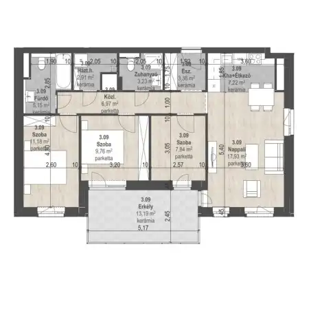 Eladó új építésű téglalakás, Budapest, XIII. kerület 4 szoba 75 m² 143.95 M Ft + Áfa