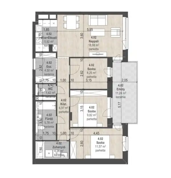 Eladó új építésű téglalakás, Budapest, XIII. kerület 4 szoba 77 m² 149.42 M Ft