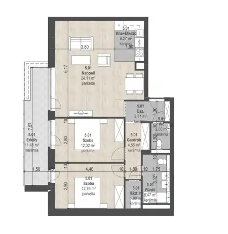 Eladó új építésű téglalakás, Budapest, XIII. kerület 3 szoba 76 m² 147.74 M Ft