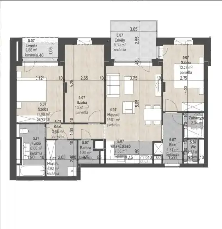 Eladó új építésű téglalakás, Budapest, XIII. kerület 4 szoba 86 m² 166.21 M Ft