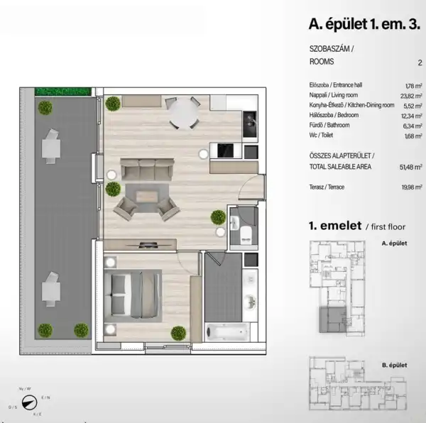 Eladó új építésű téglalakás, Budapest, XIII. kerület 2 szoba 51 m² 93.84 M Ft