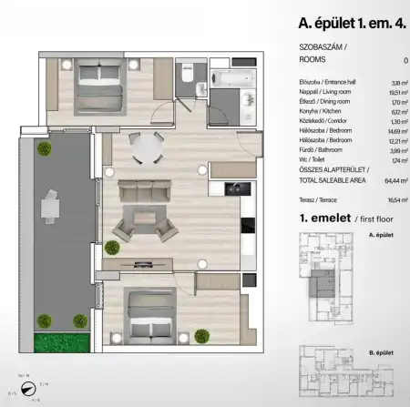 Eladó új építésű téglalakás, Budapest, XIII. kerület 3 szoba 65 m² 114.23 M Ft