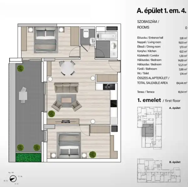 Eladó új építésű téglalakás, Budapest, XIII. kerület 3 szoba 65 m² 114.23 M Ft