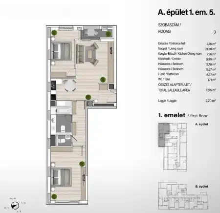 Eladó új építésű téglalakás, Budapest, XIII. kerület 3 szoba 78 m² 123.88 M Ft