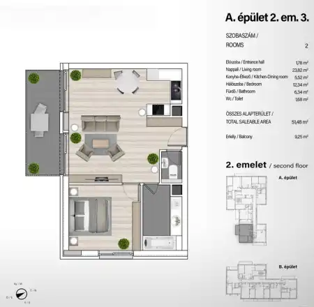 Eladó új építésű téglalakás, Budapest, XIII. kerület 2 szoba 52 m² 90.65 M Ft