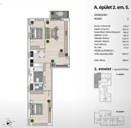 Eladó új építésű téglalakás, Budapest, XIII. kerület 3 szoba 82 m² 113.13 M Ft