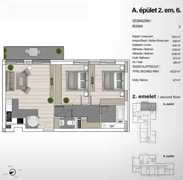 Eladó új építésű téglalakás, Budapest, XIII. kerület 3 szoba 66 m² 112.65 M Ft