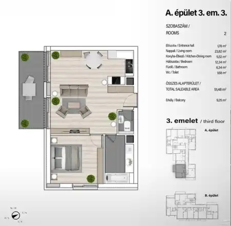 Eladó új építésű téglalakás, Budapest, XIII. kerület 2 szoba 52 m² 92.37 M Ft
