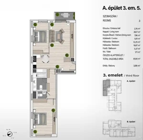 Eladó új építésű téglalakás, Budapest, XIII. kerület 3 szoba 65 m² 114.26 M Ft