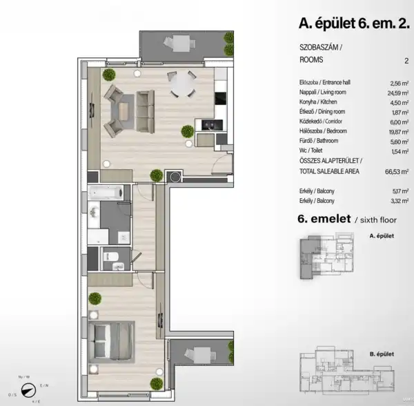 Eladó új építésű téglalakás, Budapest, XIII. kerület 2 szoba 67 m² 114.04 M Ft