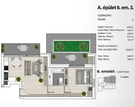 Eladó új építésű téglalakás, Budapest, XIII. kerület 2 szoba 44 m² 88.75 M Ft