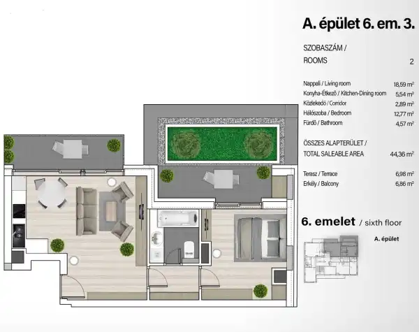 Eladó új építésű téglalakás, Budapest, XIII. kerület 2 szoba 44 m² 88.75 M Ft
