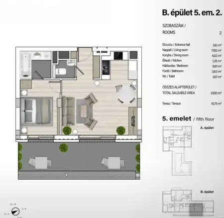 Eladó új építésű téglalakás, Budapest, XIII. kerület 2 szoba 41 m² 81.69 M Ft