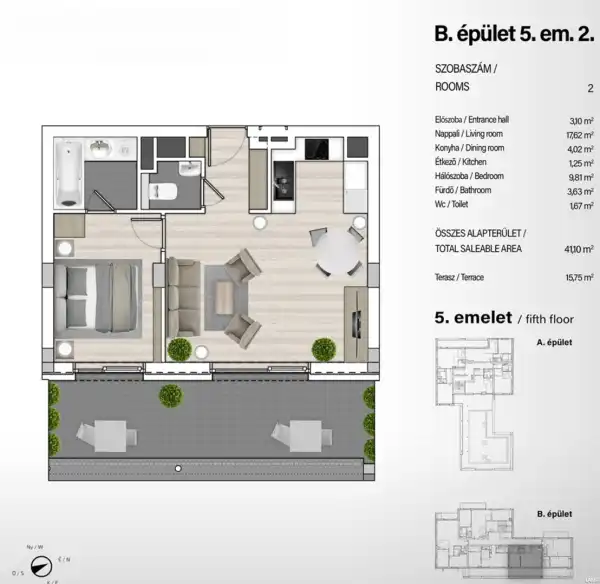 Eladó új építésű téglalakás, Budapest, XIII. kerület 2 szoba 41 m² 81.69 M Ft