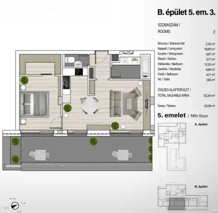 Eladó új építésű téglalakás, Budapest, XIII. kerület 2 szoba 51 m² 107.8 M Ft