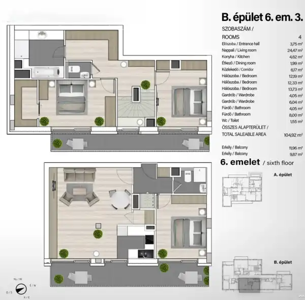 Eladó új építésű téglalakás, Budapest, XIII. kerület 4 szoba 105 m² 162.69 M Ft