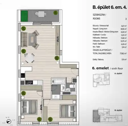 Eladó új építésű téglalakás, Budapest, XIII. kerület 3 szoba 78 m² 138.86 M Ft