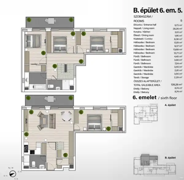 Eladó új építésű téglalakás, Budapest, XIII. kerület 5 szoba 128 m² 199.1 M Ft