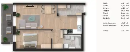 Eladó új építésű téglalakás, Budapest, XIII. kerület 2 szoba 49 m² 88.9 M Ft