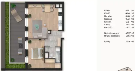Eladó új építésű téglalakás, Budapest, XIII. kerület 2 szoba 49 m² 99.5 M Ft