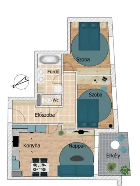 Eladó új építésű téglalakás, Budapest, XIII. kerület 3 szoba 63 m² 99.88 M Ft