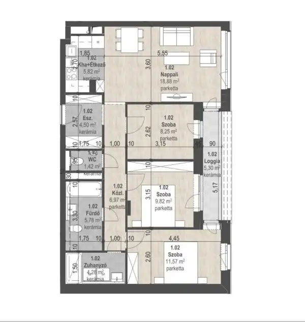 Eladó új építésű téglalakás, Budapest, XIII. kerület 4 szoba 77 m² 137.9 M Ft