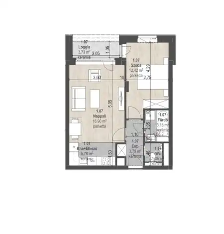 Eladó új építésű téglalakás, Budapest, XIII. kerület 2 szoba 43 m² 80.5 M Ft