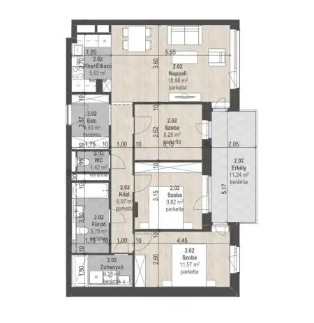 Eladó új építésű téglalakás, Budapest, XIII. kerület 4 szoba 77 m² 138.71 M Ft