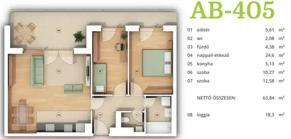 Eladó új építésű téglalakás, Budapest, XIV. kerület 3 szoba 63 m² 126.7 M Ft
