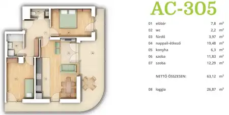 Eladó új építésű téglalakás, Budapest, XIV. kerület 3 szoba 63 m² 134 M Ft