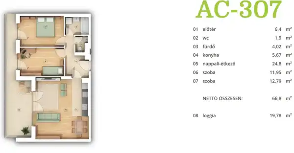 Eladó új építésű téglalakás, Budapest, XIV. kerület 3 szoba 66 m² 128 M Ft