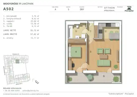 Eladó új építésű téglalakás, Budapest, XIV. kerület 2 szoba 56 m² 92.6 M Ft