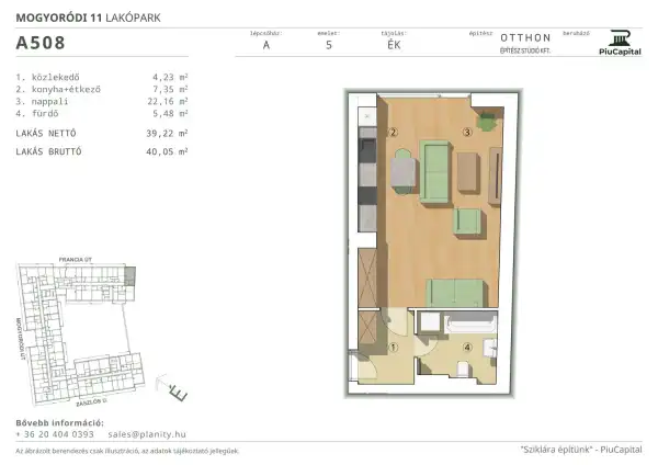 Eladó új építésű téglalakás, Budapest, XIV. kerület 1 szoba 39 m² 69.06 M Ft
