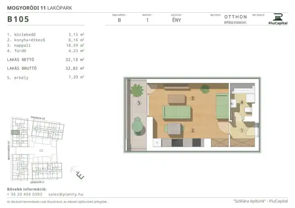 Eladó új építésű téglalakás, Budapest, XIV. kerület 1 szoba 32 m² 62.31 M Ft