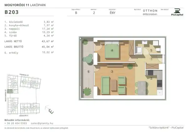 Eladó új építésű téglalakás, Budapest, XIV. kerület 2 szoba 44 m² 87.29 M Ft