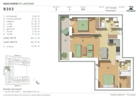 Eladó új építésű téglalakás, Budapest, XIV. kerület 3 szoba 64 m² 110.95 M Ft