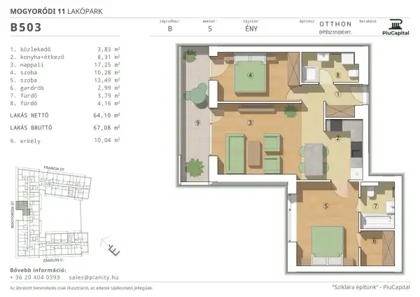 Eladó új építésű téglalakás, Budapest, XIV. kerület 3 szoba 64 m² 115.95 M Ft