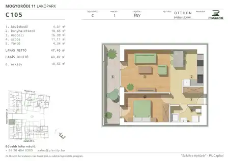 Eladó új építésű téglalakás, Budapest, XIV. kerület 2 szoba 47 m² 78.94 M Ft