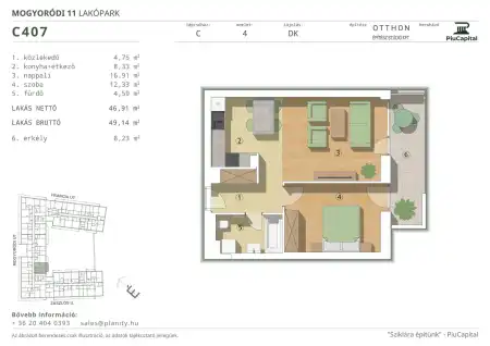 Eladó új építésű téglalakás, Budapest, XIV. kerület 2 szoba 47 m² 84.16 M Ft