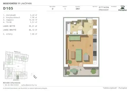 Eladó új építésű téglalakás, Budapest, XIV. kerület 1 szoba 35 m² 68.53 M Ft