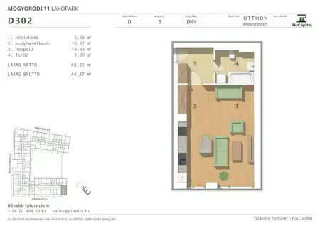 Eladó új építésű téglalakás, Budapest, XIV. kerület 1 szoba 43 m² 79.18 M Ft