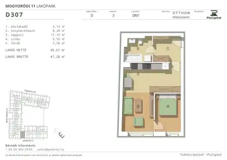 Eladó új építésű téglalakás, Budapest, XIV. kerület 2 szoba 46 m² 83.57 M Ft