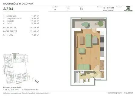 Eladó új építésű téglalakás, Budapest, XIV. kerület 1 szoba 34 m² 63.43 M Ft