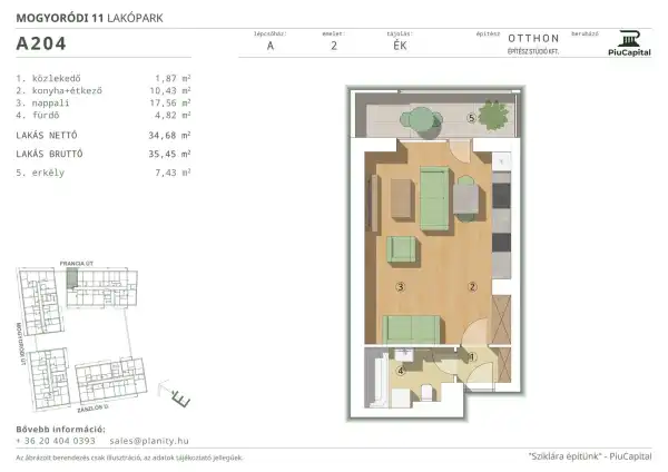 Eladó új építésű téglalakás, Budapest, XIV. kerület 1 szoba 34 m² 63.43 M Ft