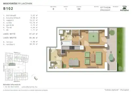 Eladó új építésű téglalakás, Budapest, XIV. kerület 2 szoba 47 m² 82.71 M Ft + Áfa