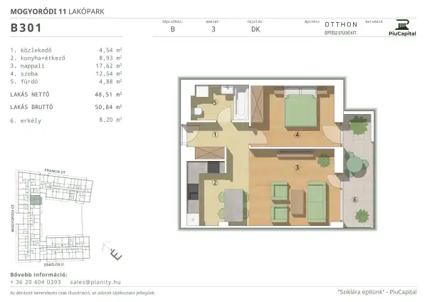 Eladó új építésű téglalakás, Budapest, XIV. kerület 2 szoba 48 m² 84.5 M Ft + Áfa