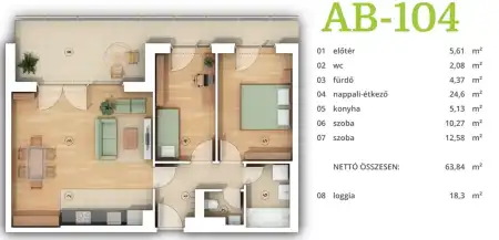 Eladó új építésű téglalakás, Budapest, XIV. kerület 3 szoba 65 m² 123.2 M Ft